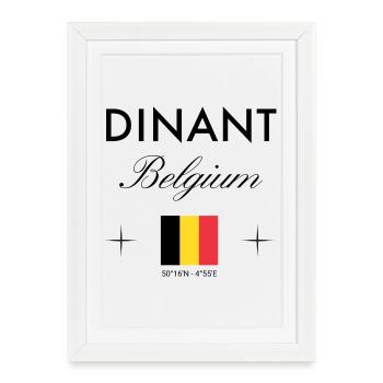 Dinant, Belgique, coordonnées, voyage, souvenir - Affiche encadrée (27 × 37 cm) - blanc - Devant