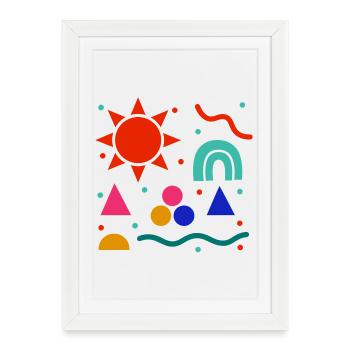 Vivid Geometry Sun Colors Pattern - Framed poster (27 × 37 cm) - white - Front