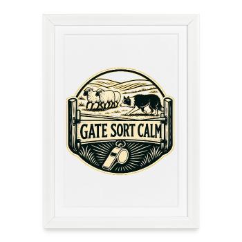 GATE SORT CALM Chien - Affiche encadrée (27 × 37 cm) - blanc - Devant