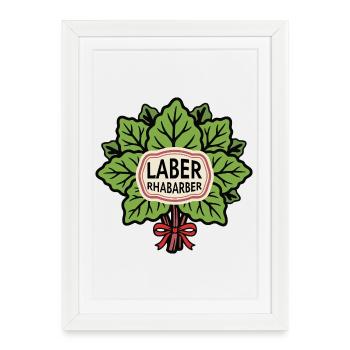 Rhabarber Laber Blätter Bouquet - Gerahmtes Poster (27 × 37 cm) - Weiß - Vorne