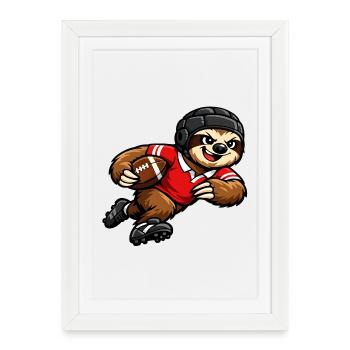Cute sloth playing rugby - Framed poster (27 × 37 cm) - white - Front