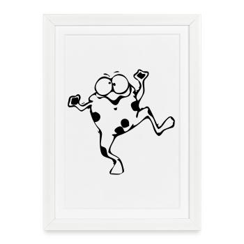 grenouille drôle - Affiche encadrée (27 × 37 cm) - blanc - Devant