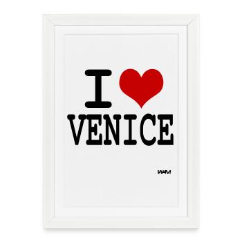 i love Venice - couleurs personnalisables - Affiche encadrée (27 × 37 cm) - blanc - Devant