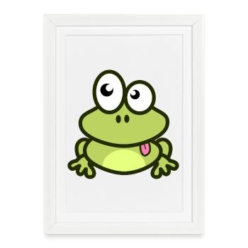 Funny frog in green and comic style - Framed poster (27 × 37 cm) - white - Front