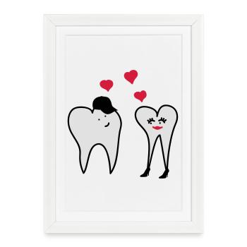 Teeth in love - Framed poster (27 × 37 cm) - white - Front