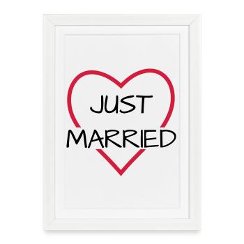 Just married heart wedding partner look - Framed poster (27 × 37 cm) - white - Front