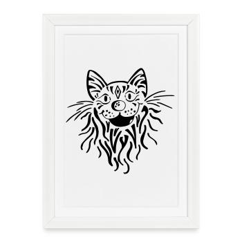 tête de chat tabby - Cat - Tiger - Cat - Affiche encadrée (27 × 37 cm) - blanc - Devant
