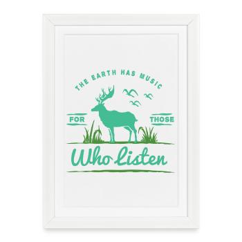 Deer Moose Ren Antlers Nature Earth Outdoor Gift - Framed poster (27 × 37 cm) - white - Front