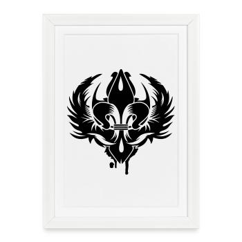 Le symbole d'un lis avec deux ailes - Affiche encadrée (27 × 37 cm) - blanc - Devant