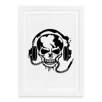 Un crâne avec un casque - Affiche encadrée (27 × 37 cm) - blanc - Devant