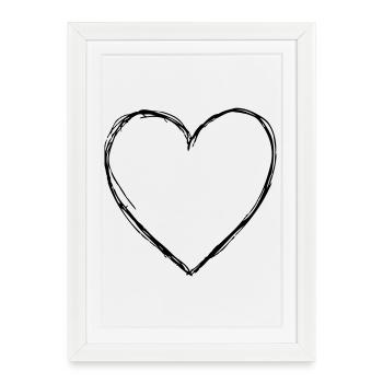 Coeur amour symbole cadeau anniversaire amitie - Affiche encadrée (27 × 37 cm) - blanc - Devant