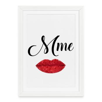 Lèvres Rouge Artistique en Geométrie - Affiche encadrée (27 × 37 cm) - blanc - Devant