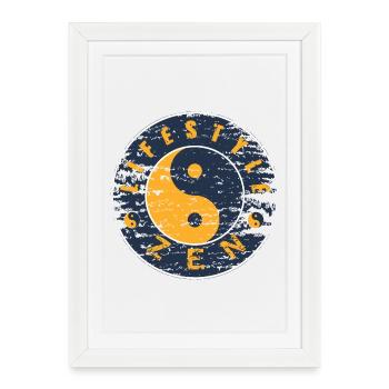 Yin Yang Zen Vintage Cercle - Affiche encadrée (27 × 37 cm) - blanc - Devant
