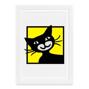 Chat - Affiche encadrée (27 × 37 cm) - blanc - Devant