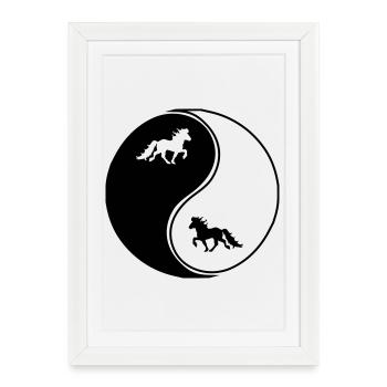 Islandpferde Yin Yang, Islandpferd Tölt, Islandländer - Affiche encadrée (27 × 37 cm) - blanc - Devant