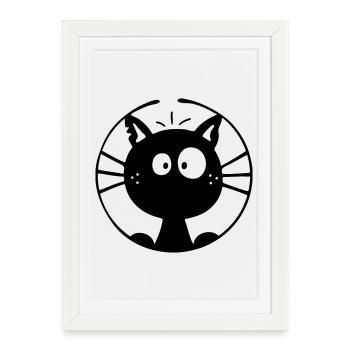 Mignon Chat - Affiche encadrée (27 × 37 cm) - blanc - Devant