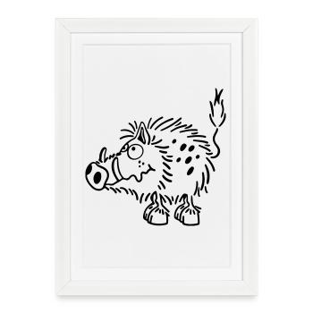 Mignon Sanglier - Affiche encadrée (27 × 37 cm) - blanc - Devant
