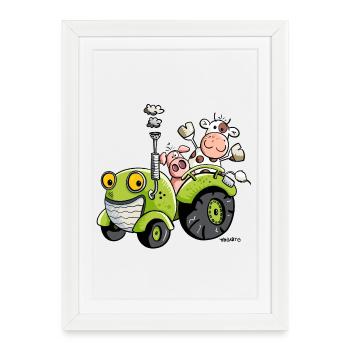 Mignon Tracteur - Affiche encadrée (27 × 37 cm) - blanc - Devant