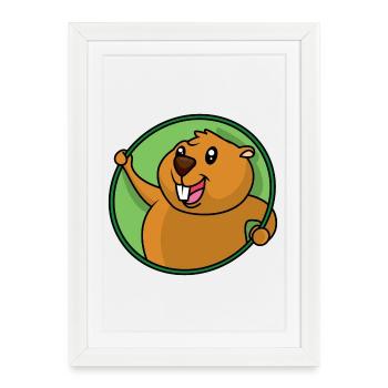 Funny beaver design - Framed poster (27 × 37 cm) - white - Front