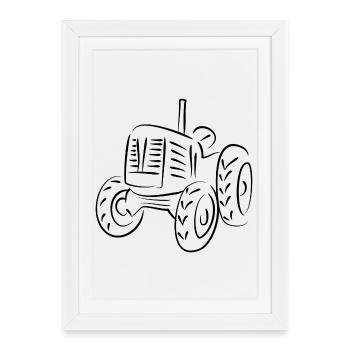 tracteur ferme agriculture - Affiche encadrée (27 × 37 cm) - blanc - Devant