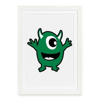 monstre vert - Affiche encadrée (27 × 37 cm) - blanc - Devant