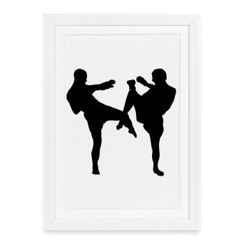 Boxe kickboxing - Affiche encadrée (27 × 37 cm) - blanc - Devant