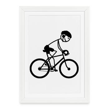 Jeune ou homme à vélo - Affiche encadrée (27 × 37 cm) - blanc - Devant