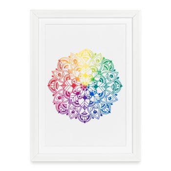 Mandala de fleurs - Affiche encadrée (27 × 37 cm) - blanc - Devant