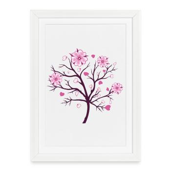 Fleurs de cerisier Sakura Spring - Affiche encadrée (27 × 37 cm) - blanc - Devant