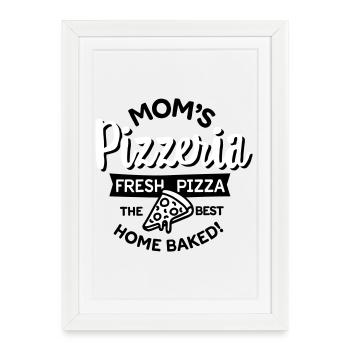 Moms’s Pizzeria Mama Pizza Boulangers fête des mères maman - Affiche encadrée (27 × 37 cm) - blanc - Devant