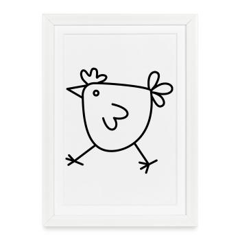 Cadeau de poule de poulet pour les amis du poulet - Affiche encadrée (27 × 37 cm) - blanc - Devant