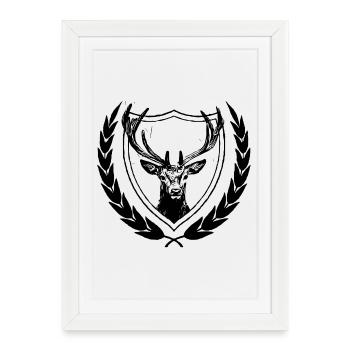 Cerf - Affiche encadrée (27 × 37 cm) - blanc - Devant