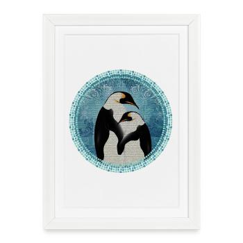 deux pingouins magiques en mosaïque - Affiche encadrée (27 × 37 cm) - blanc - Devant
