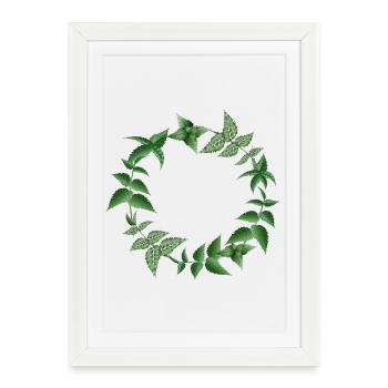 Nettle wreath in dark shades of green - Framed poster (27 × 37 cm) - white - Front