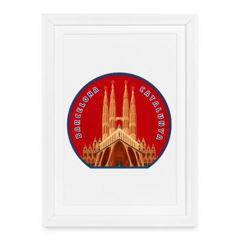 Écusson Gaudí Sagrada Família - Affiche encadrée (27 × 37 cm) - blanc - Devant