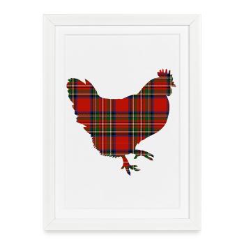 Poulet tartan silhouette - Affiche encadrée (27 × 37 cm) - blanc - Devant