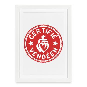 Logo certifié vendéen rouge et blanc - Affiche encadrée (27 × 37 cm) - blanc - Devant