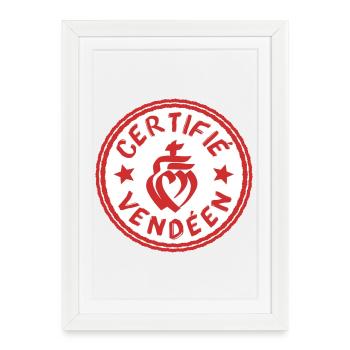 Logo certifié vendéen blanc rouge - Affiche encadrée (27 × 37 cm) - blanc - Devant