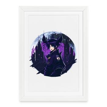 Anime Gothic Moon Girl - Affiche encadrée (27 × 37 cm) - blanc - Devant