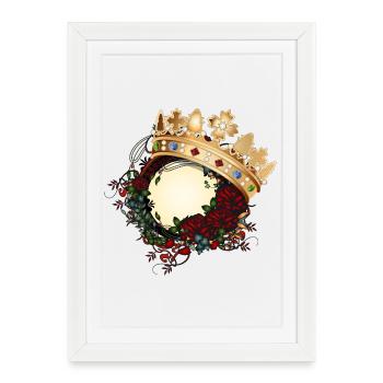 roses intemporelles ornement Art Nouveau avec couronne - Affiche encadrée (27 × 37 cm) - blanc - Devant