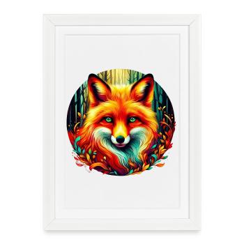 Fox - Framed poster (27 × 37 cm) - white - Front