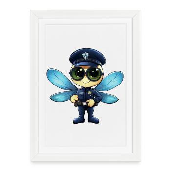 Police des libellules - Affiche encadrée (27 × 37 cm) - blanc - Devant