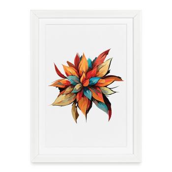 Prismatic Autumn Floral Burst - Framed poster (27 × 37 cm) - white - Front