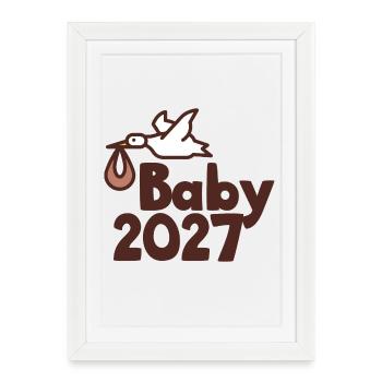 Bébé cigogne 2027 - Affiche encadrée (27 × 37 cm) - blanc - Devant