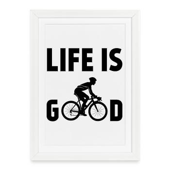 Cyclisme - La vie est belle - Affiche encadrée (27 × 37 cm) - blanc - Devant
