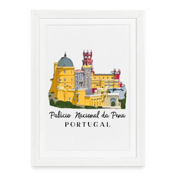 Portugal, Sintra Castle, Pena Palace, Drawing - Framed poster (27 × 37 cm) - white - Front