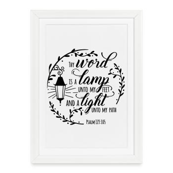 Ta parole est une lampe à mes pieds - Affiche encadrée (27 × 37 cm) - blanc - Devant