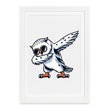Cool Snowy Owl Dabbing Pose - Framed poster (27 × 37 cm) - white - Front