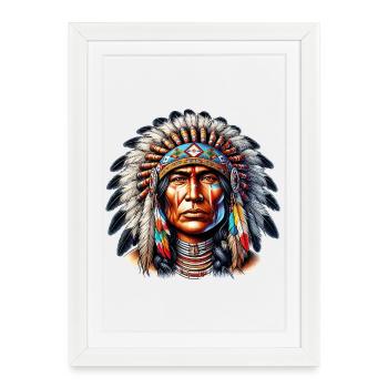 Amérindien Peau rouge d’Amérique - Affiche encadrée (27 × 37 cm) - blanc - Devant