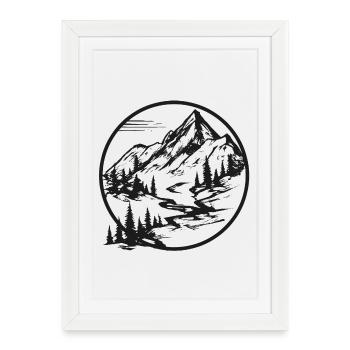 Mountain Landscape | Hiking trail | Hiking in the mountains - Framed poster (27 × 37 cm) - white - Front